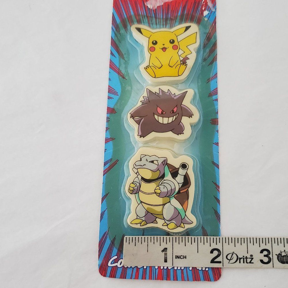 Vtg 90s NOS Sealed Rose Art Pokemon Pencil Erasers Pikachu Gengar Blastoise - Picture 10 of 10